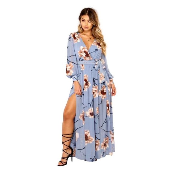 Fashion Nova Dresses & Skirts - Fashion Nova Blue Floral Park Avenue Maxi Dress Size 3X
